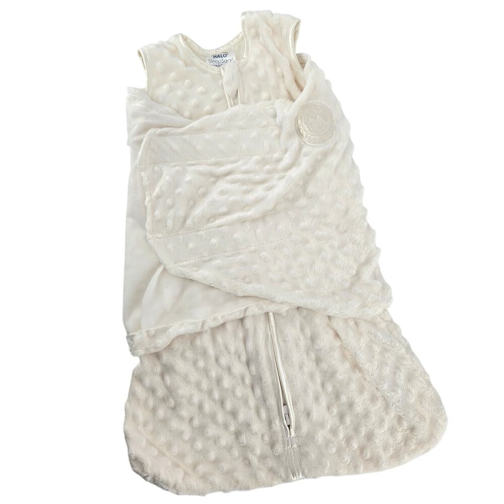 Halo SwaddleSack Cream Swiss Dot Plush Newborn 0-3M Infant Baby Blanket Soft